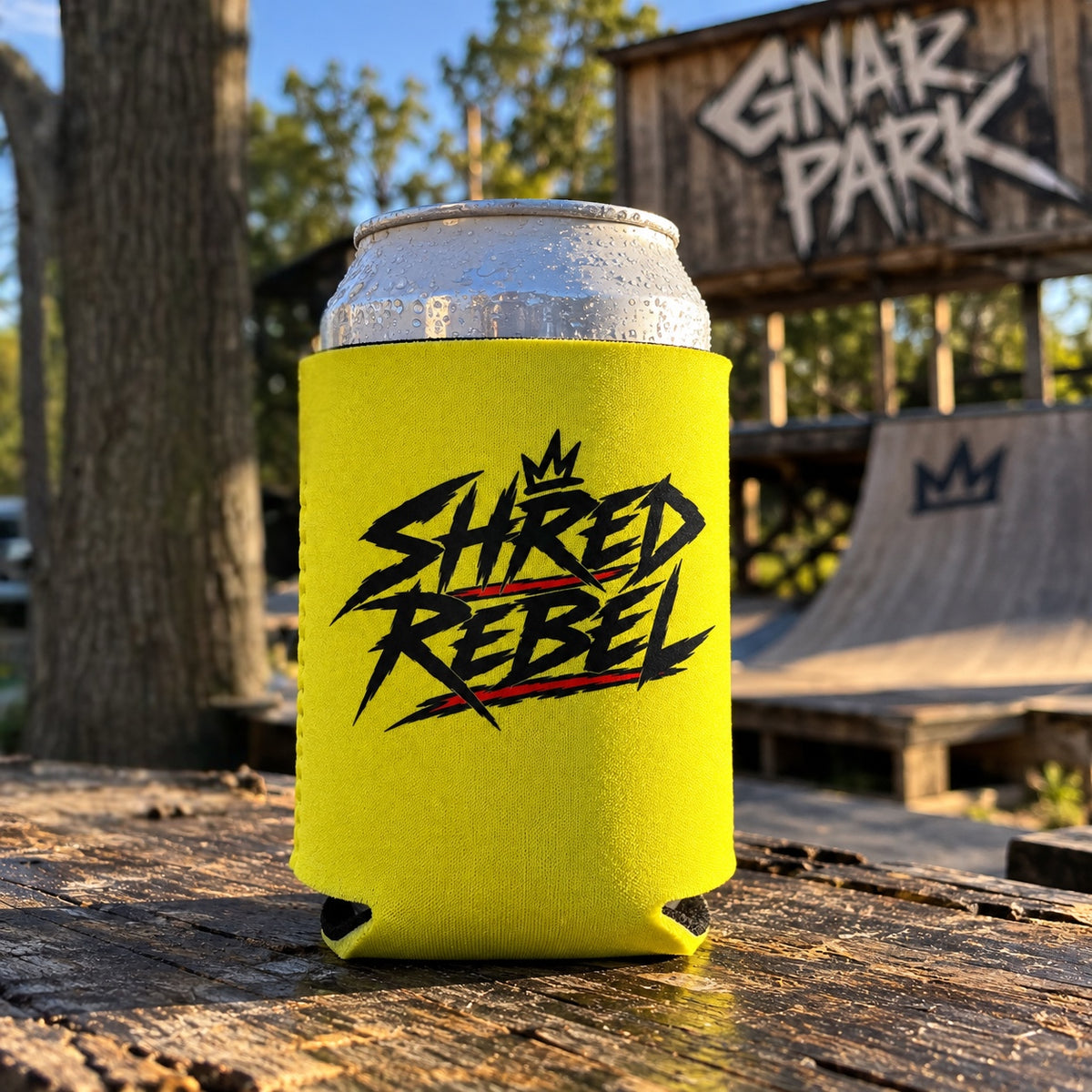 Shred Rebel Can Koozie — Yellow