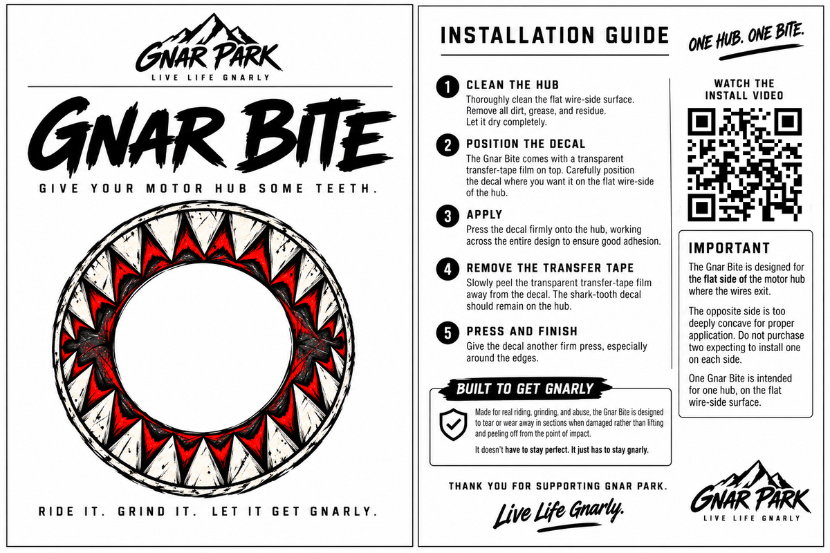 Gnar Bite — 6 inch Motor Hub Decal